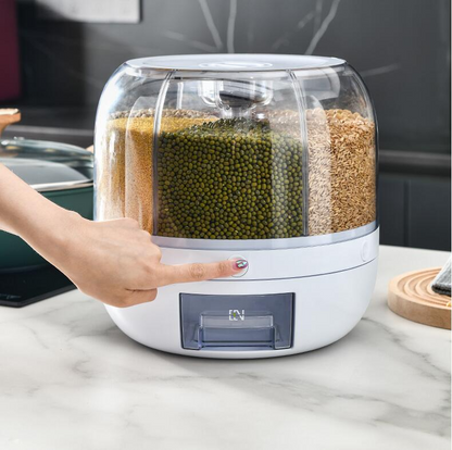 360° Rotating 6-Grid Grain & Cereal Dispenser