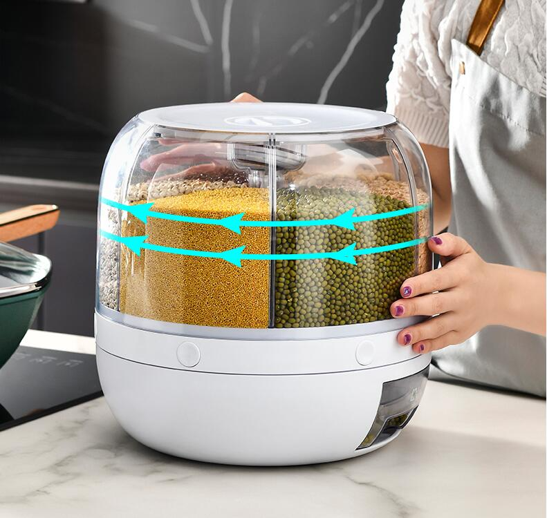 360° Rotating 6-Grid Grain & Cereal Dispenser