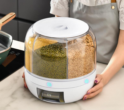 360° Rotating 6-Grid Grain & Cereal Dispenser