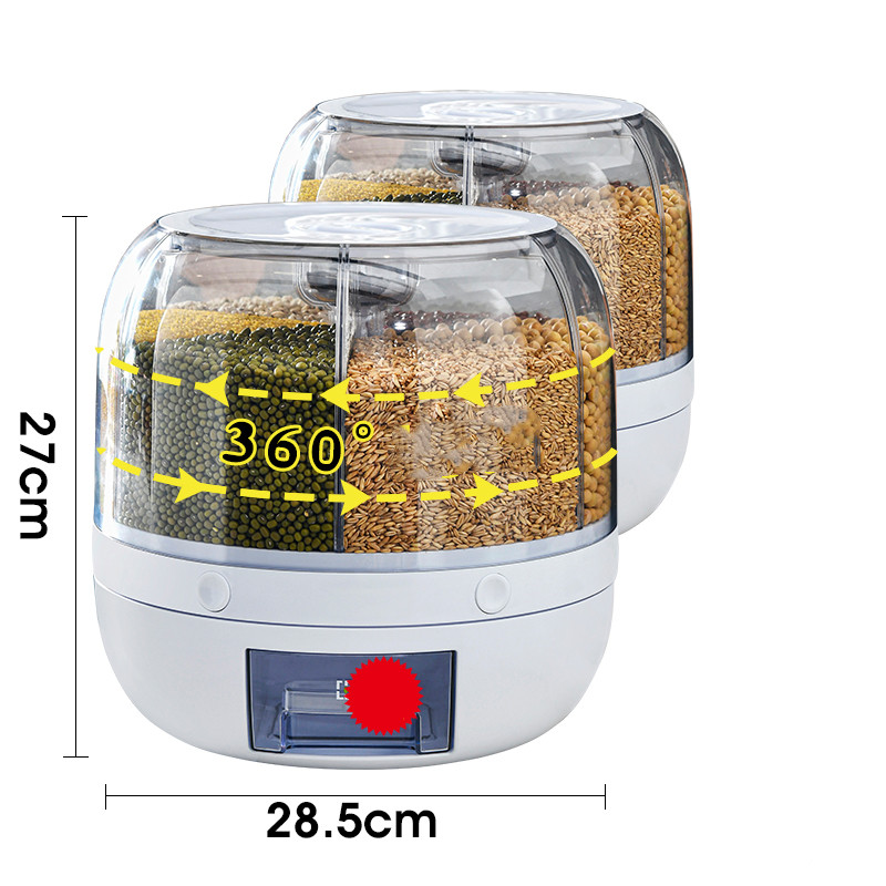 360° Rotating 6-Grid Grain & Cereal Dispenser