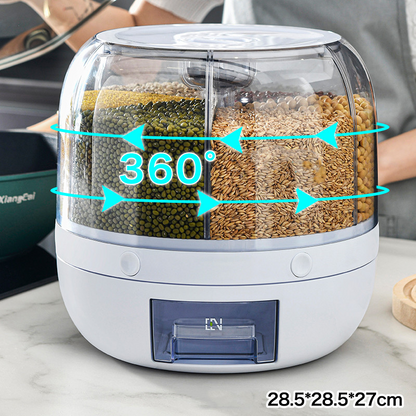 360° Rotating 6-Grid Grain & Cereal Dispenser